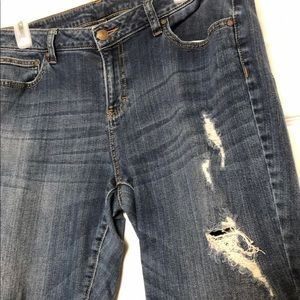 Jennifer Lopez Distressed Slim Boyfriend Jeans